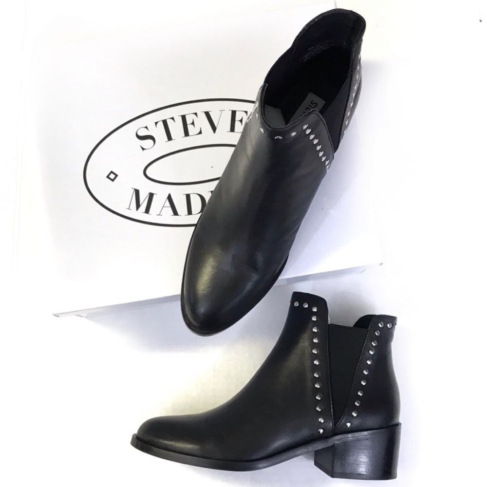 Steve Madden Cade Black Leather Booties 8
